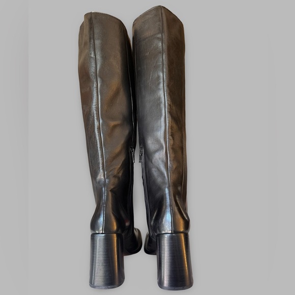 Rare 90s Vintage Costume National Soft Leather Square Toe Heeled Knee Boots 39 - Picture 4 of 8
